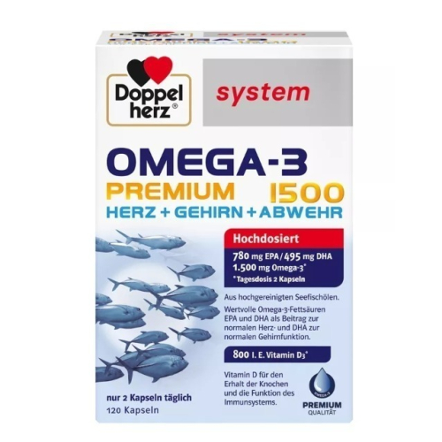 (現貨)德國原裝 Doppelherz 雙心 Omega-3 1500 高劑量 深海魚油 EPA 和 DHA 120入