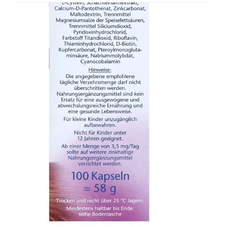 (德國原裝) 雙心Doppelherz 800高單位 頭髮強化生物素膠囊 100入-細節圖3