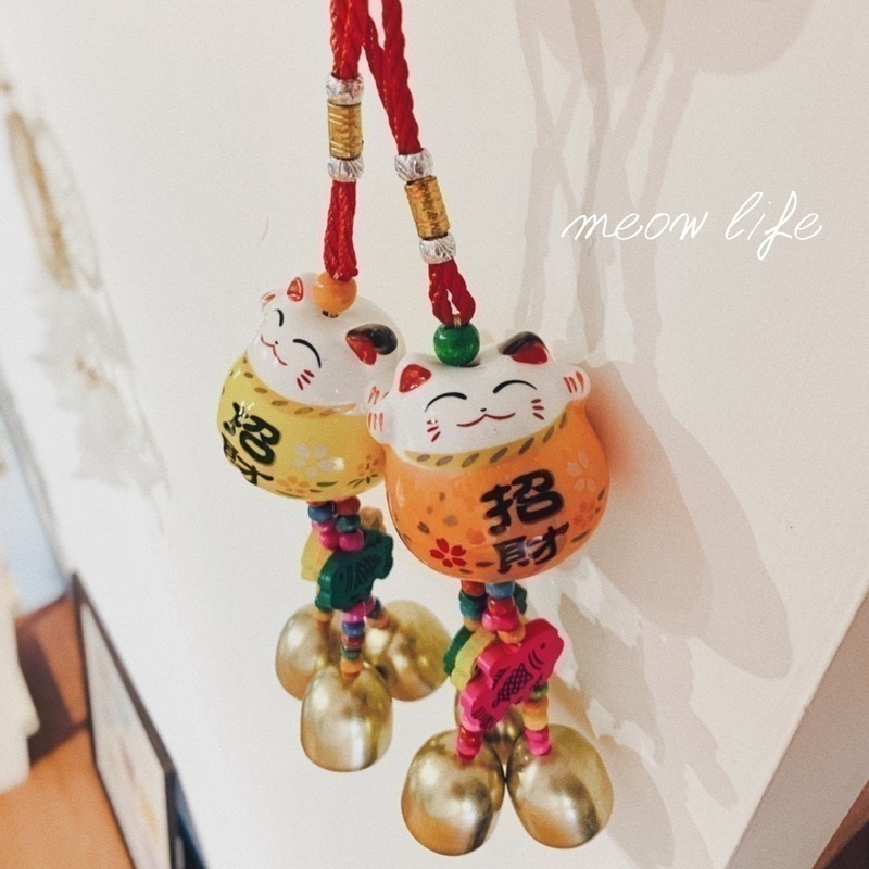 Meow life 招財貓風鈴 陶瓷風鈴 門鈴 掛鈴 吊鈴 金屬鈴鐺 進門風鈴 汽車掛飾❲台灣現貨❳-細節圖2