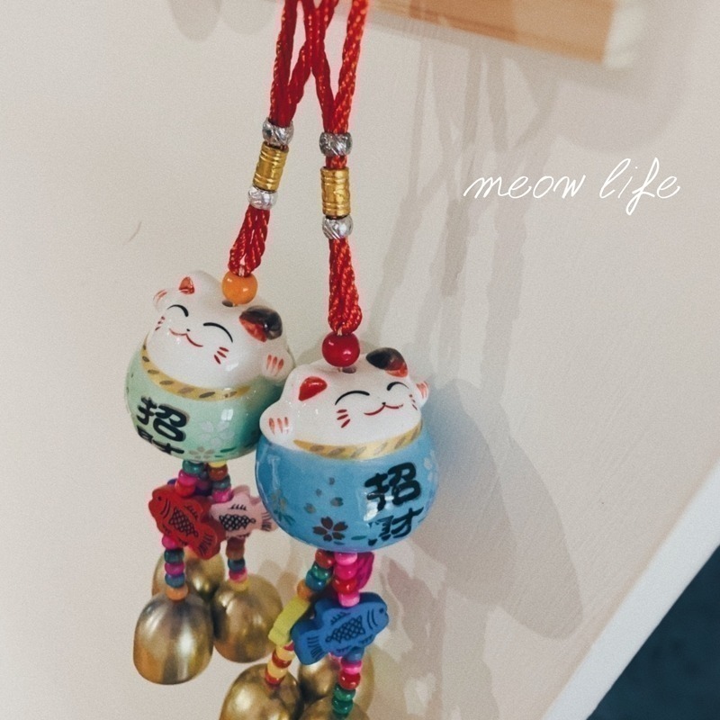 Meow life 招財貓風鈴 陶瓷風鈴 門鈴 掛鈴 吊鈴 金屬鈴鐺 進門風鈴 汽車掛飾❲台灣現貨❳-細節圖3