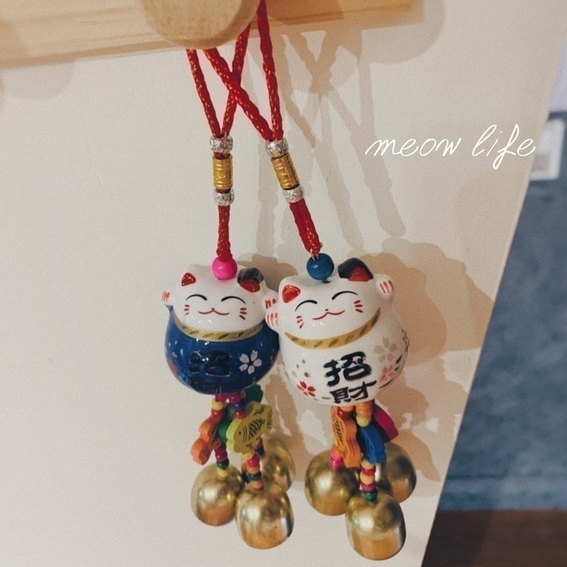 Meow life 招財貓風鈴 陶瓷風鈴 門鈴 掛鈴 吊鈴 金屬鈴鐺 進門風鈴 汽車掛飾❲台灣現貨❳-細節圖4
