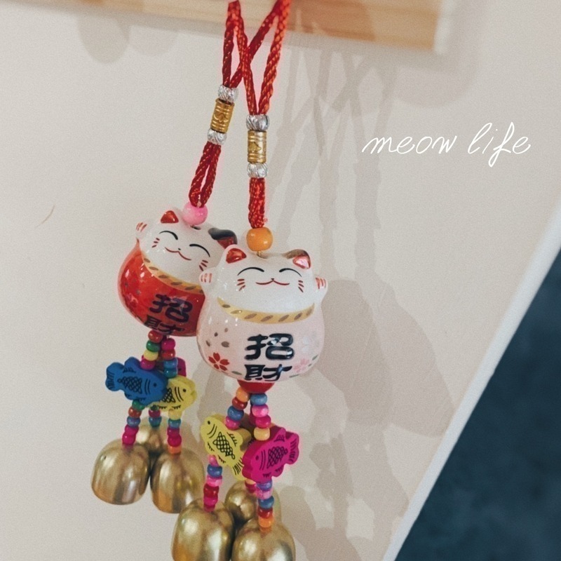 Meow life 招財貓風鈴 陶瓷風鈴 門鈴 掛鈴 吊鈴 金屬鈴鐺 進門風鈴 汽車掛飾❲台灣現貨❳-細節圖5
