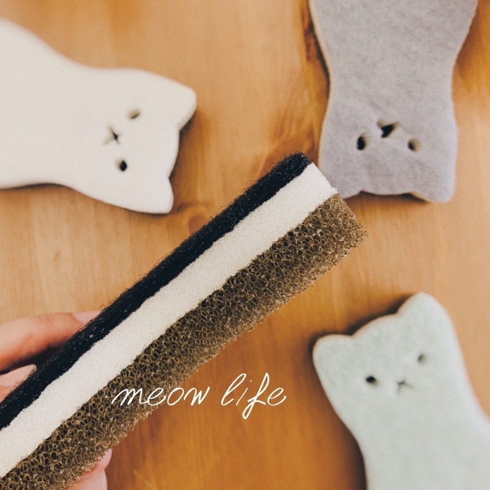 Meow life 貓咪造型 菜瓜布 洗碗海綿 去污海綿 廚房海綿 廚房清潔[台灣現貨]-細節圖2