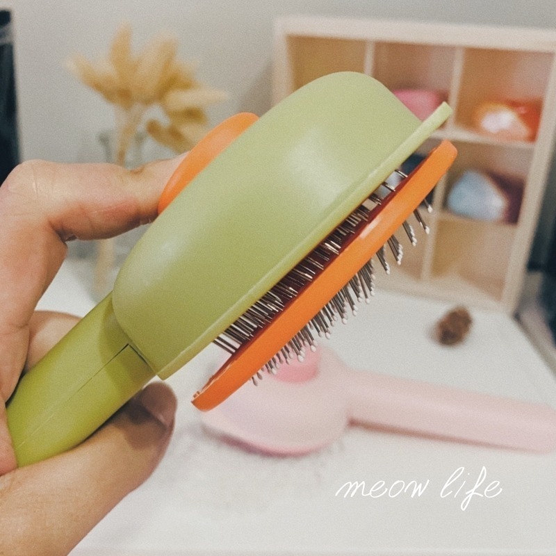 Meow life 貓梳子 寵物浮毛梳 寵物梳 擼貓刷 貓毛刷 貓咪梳毛 寵物刷毛梳 梳毛刷 一鍵除毛 [台灣現貨]-細節圖3