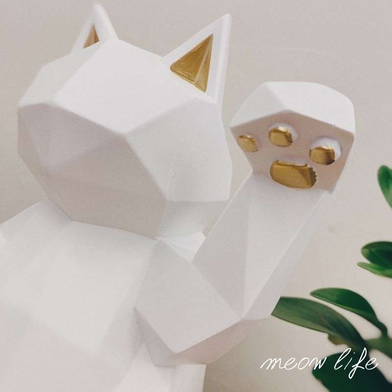 Meow life 招財貓擺飾 簡約幾何 北歐風 迎賓 入門 店面 大廳 玄關 裝飾品 擺件 裝飾 [台灣現貨]-細節圖3