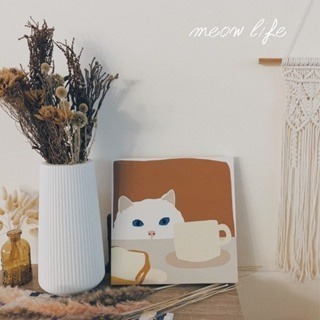 Meow life 貓咪 無框畫 內框畫 裝飾畫 鋪擺畫 帆布掛畫 餐廳布置 客廳廚房飯廳佈置 牆壁裝飾 [台灣現貨]-細節圖6
