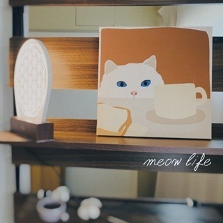 Meow life 貓咪 無框畫 內框畫 裝飾畫 鋪擺畫 帆布掛畫 餐廳布置 客廳廚房飯廳佈置 牆壁裝飾 [台灣現貨]-細節圖7