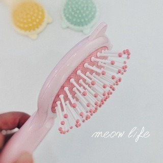 Meow life 貓耳造型 少女馬卡龍色 粉嫩 香氛梳 氣囊氣墊按摩梳 鏡梳 圓梳 帶鏡子 [台灣現貨]-細節圖5