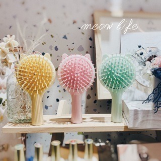 Meow life 貓耳造型 少女馬卡龍色 粉嫩 香氛梳 氣囊氣墊按摩梳 鏡梳 圓梳 帶鏡子 [台灣現貨]-細節圖3