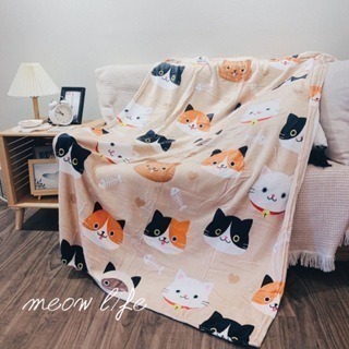 Meow life 卡通貓咪 法蘭絨毯 毛毯 空調毯 冷氣毯 午睡毯 兒童毯 保暖 柔軟 輕柔 舒適 [台灣現貨]-細節圖4