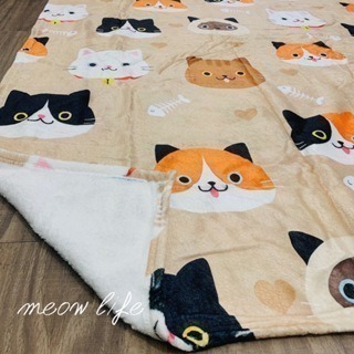 Meow life 卡通貓咪 法蘭絨毯 毛毯 空調毯 冷氣毯 午睡毯 兒童毯 保暖 柔軟 輕柔 舒適 [台灣現貨]-細節圖5