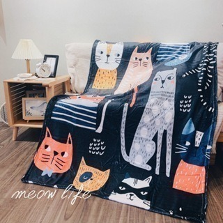 Meow life 卡通貓咪 法蘭絨毯 毛毯 空調毯 冷氣毯 午睡毯 兒童毯 保暖 柔軟 輕柔 舒適 [台灣現貨]-細節圖8
