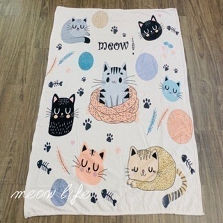 Meow life 卡通貓咪 法蘭絨毯 毛毯 空調毯 冷氣毯 午睡毯 兒童毯 保暖 柔軟 輕柔 舒適 [台灣現貨]-規格圖9