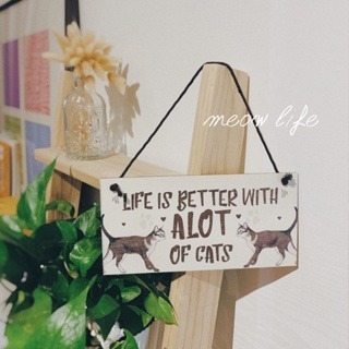 Meow life 貓咪木質掛牌 小木牌 木版畫 掛牌 吊牌 掛飾 掛件 歡迎板 寵物掛牌 牆壁掛飾 [台灣現貨]-細節圖3