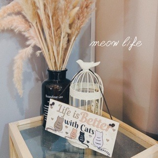 Meow life 貓咪木質掛牌 小木牌 木版畫 掛牌 吊牌 掛飾 掛件 歡迎板 寵物掛牌 牆壁掛飾 [台灣現貨]-細節圖4