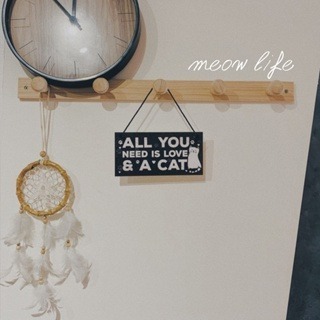 Meow life 貓咪木質掛牌 小木牌 木版畫 掛牌 吊牌 掛飾 掛件 歡迎板 寵物掛牌 牆壁掛飾 [台灣現貨]-細節圖6