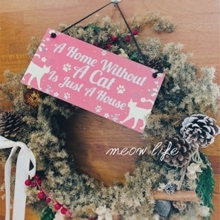 Meow life 貓咪木質掛牌 小木牌 木版畫 掛牌 吊牌 掛飾 掛件 歡迎板 寵物掛牌 牆壁掛飾 [台灣現貨]-規格圖7