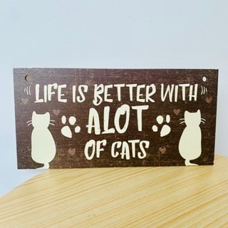 Meow life 貓咪木質掛牌 小木牌 木版畫 掛牌 吊牌 掛飾 掛件 歡迎板 寵物掛牌 牆壁掛飾 [台灣現貨]-規格圖7