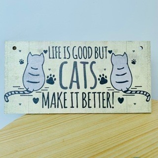 Meow life 貓咪木質掛牌 小木牌 木版畫 掛牌 吊牌 掛飾 掛件 歡迎板 寵物掛牌 牆壁掛飾 [台灣現貨]-規格圖7