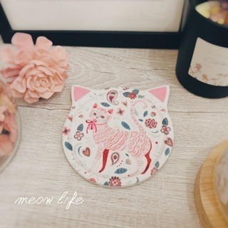 Meow life 貓咪 陶瓷杯墊 吸水杯墊 防滑杯墊 隔熱墊 防滑墊 貓型 古典歐風 [台灣現貨]-細節圖3
