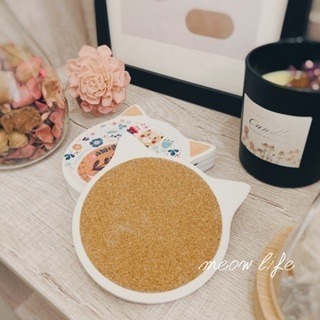 Meow life 貓咪 陶瓷杯墊 吸水杯墊 防滑杯墊 隔熱墊 防滑墊 貓型 古典歐風 [台灣現貨]-細節圖7
