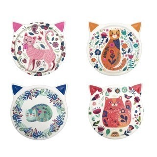 Meow life 貓咪 陶瓷杯墊 吸水杯墊 防滑杯墊 隔熱墊 防滑墊 貓型 古典歐風 [台灣現貨]-細節圖8