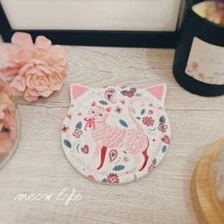 Meow life 貓咪 陶瓷杯墊 吸水杯墊 防滑杯墊 隔熱墊 防滑墊 貓型 古典歐風 [台灣現貨]-規格圖8