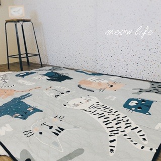 Meow life 貓咪 厚野餐墊 150x200cm 加厚 防潮 防水 加大 輕便 便攜 耐髒 北歐風 [台灣現貨]-細節圖5