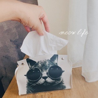 Meow life 貓咪 皮革 衛生紙套 面紙套 衛生紙收納 抽取式 [台灣現貨]-細節圖3