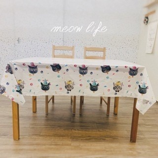 Meow life 貓咪 兒童 生日 派對 布置 桌巾 免洗餐盤 紙盤 紙杯 餐巾紙 裝飾 用品 [台灣現貨]-細節圖2