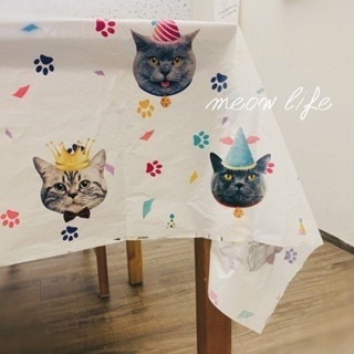 Meow life 貓咪 兒童 生日 派對 布置 桌巾 免洗餐盤 紙盤 紙杯 餐巾紙 裝飾 用品 [台灣現貨]-細節圖3
