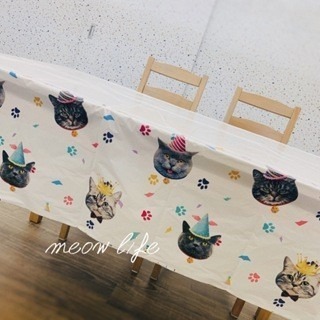 Meow life 貓咪 兒童 生日 派對 布置 桌巾 免洗餐盤 紙盤 紙杯 餐巾紙 裝飾 用品 [台灣現貨]-規格圖7