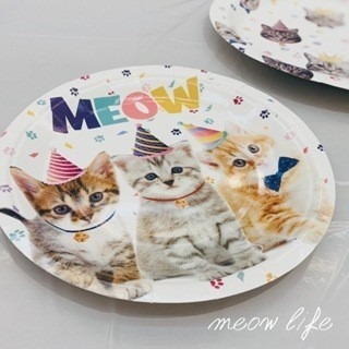 Meow life 貓咪 兒童 生日 派對 布置 桌巾 免洗餐盤 紙盤 紙杯 餐巾紙 裝飾 用品 [台灣現貨]-規格圖7
