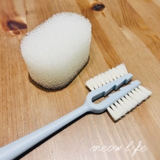 Meow life 低調貓耳 刷子海綿二合一杯刷 長柄杯刷 立體杯刷 雙紋路 [台灣現貨]-細節圖6