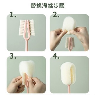 Meow life 低調貓耳 刷子海綿二合一杯刷 長柄杯刷 立體杯刷 雙紋路 [台灣現貨]-細節圖7