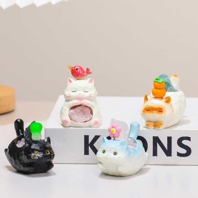 Meow life 水晶能量貓咪擺件 擺飾 招財 戀愛 開運 風水 萬事如意 [台灣現貨]-細節圖2