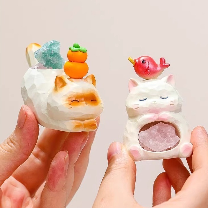 Meow life 水晶能量貓咪擺件 擺飾 招財 戀愛 開運 風水 萬事如意 [台灣現貨]-細節圖3