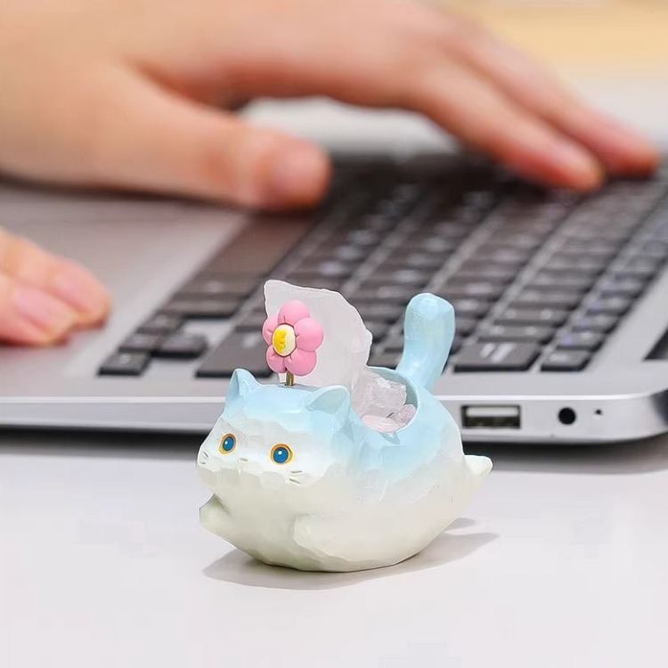 Meow life 水晶能量貓咪擺件 擺飾 招財 戀愛 開運 風水 萬事如意 [台灣現貨]-細節圖5