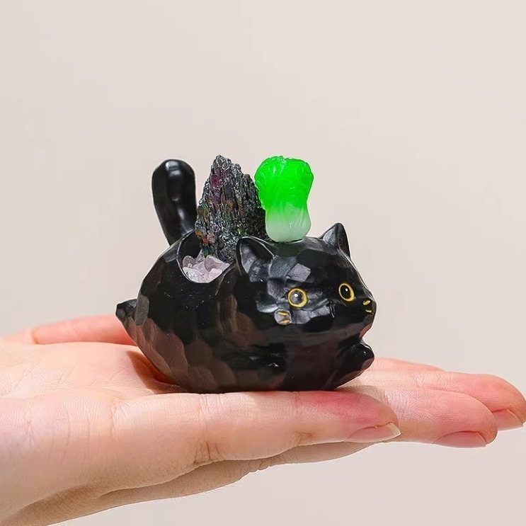 Meow life 水晶能量貓咪擺件 擺飾 招財 戀愛 開運 風水 萬事如意 [台灣現貨]-細節圖6