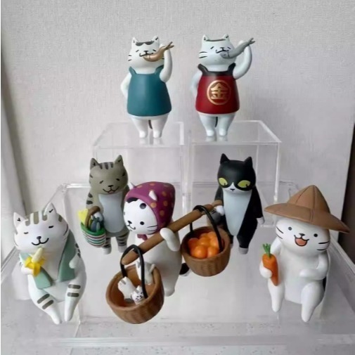 Meow life 主題貓咪擺件 貓咪菜市場 買菜 賣菜 吃魚 造型 [台灣現貨]-細節圖3