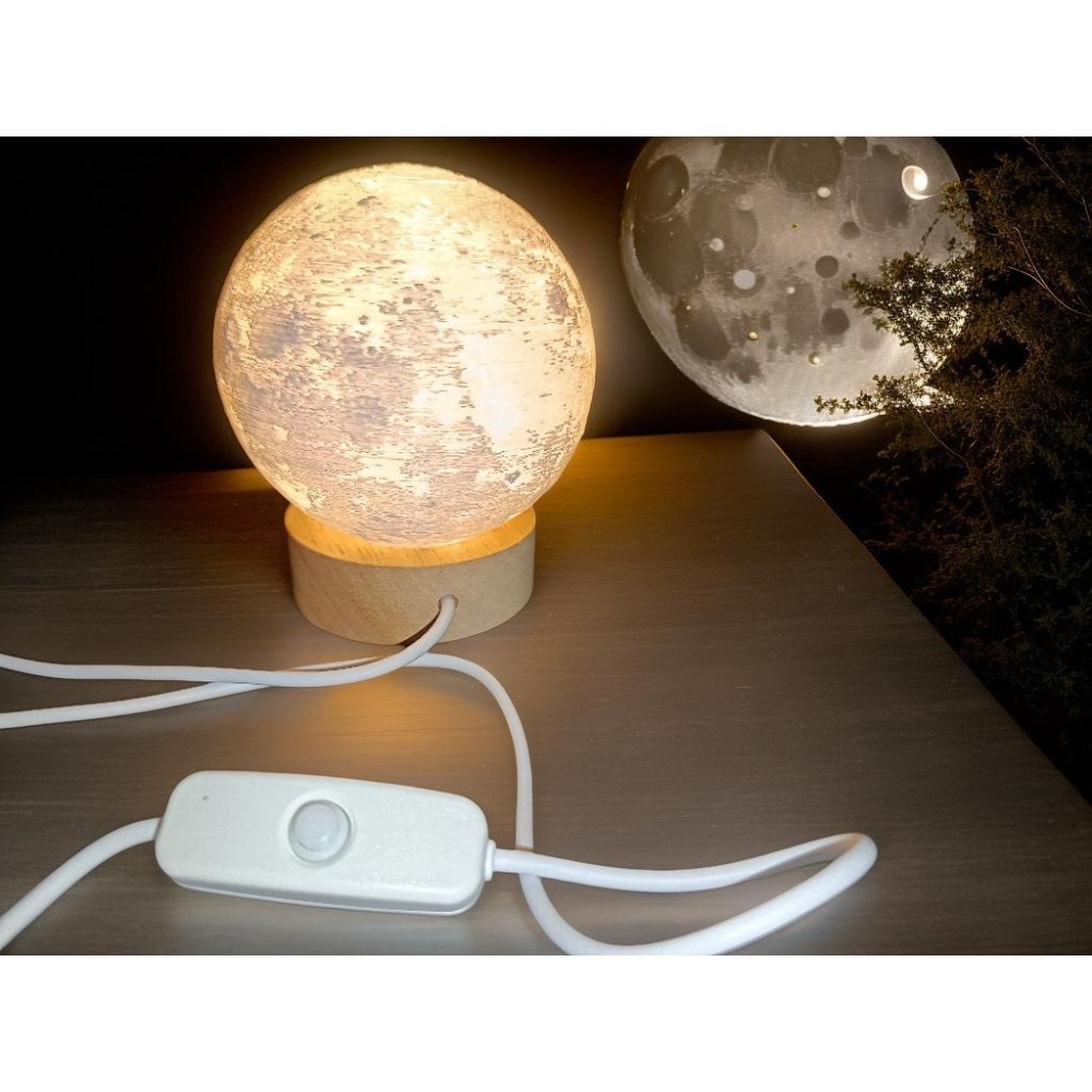 LED木質底座浪漫月球燈-細節圖5