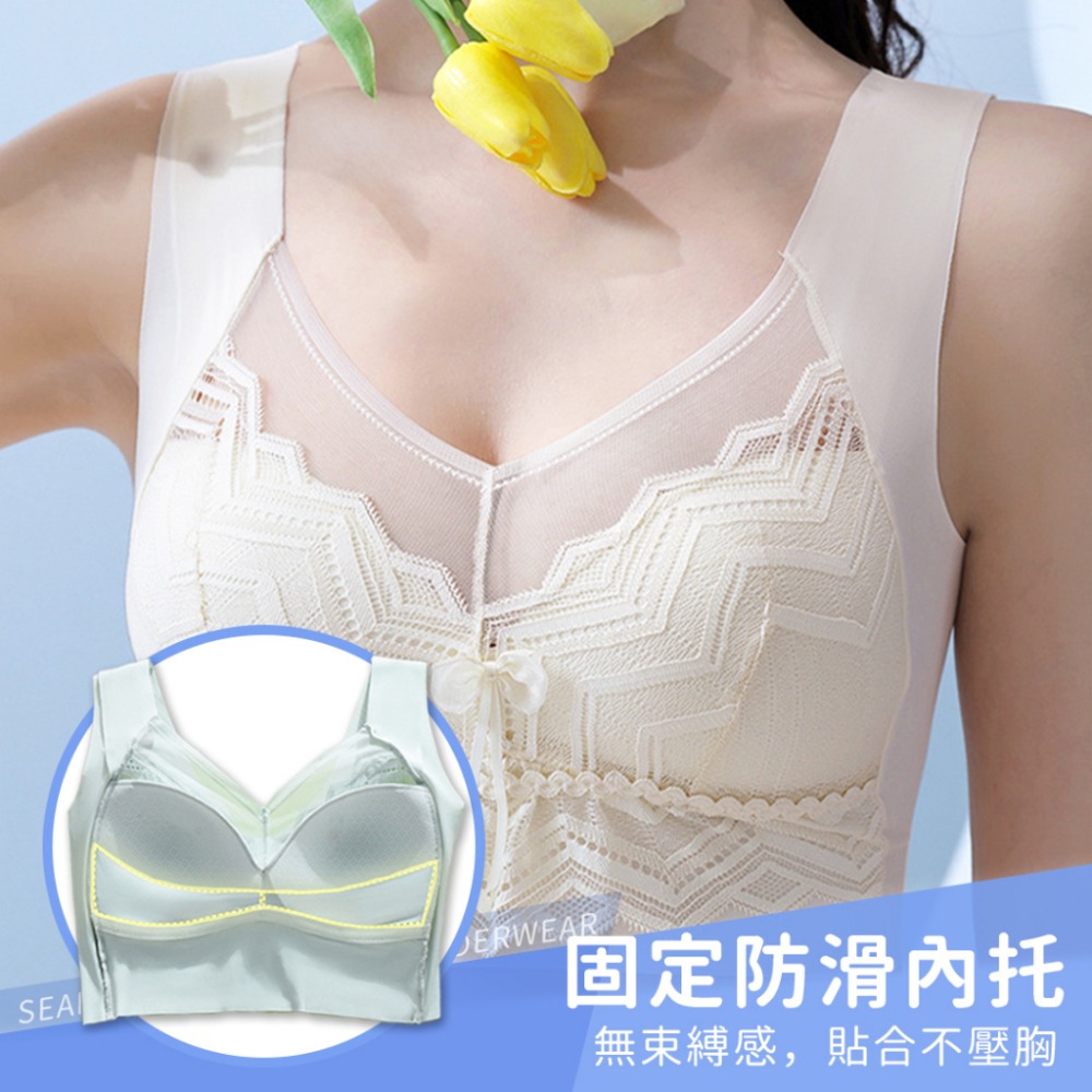 【台中出貨】 無痕內衣 美背內衣 無鋼圈內衣 蕾絲內衣 包副乳 集中內衣 內衣 寬肩帶 舒適 集中 涼感內衣 大尺碼內衣-細節圖3