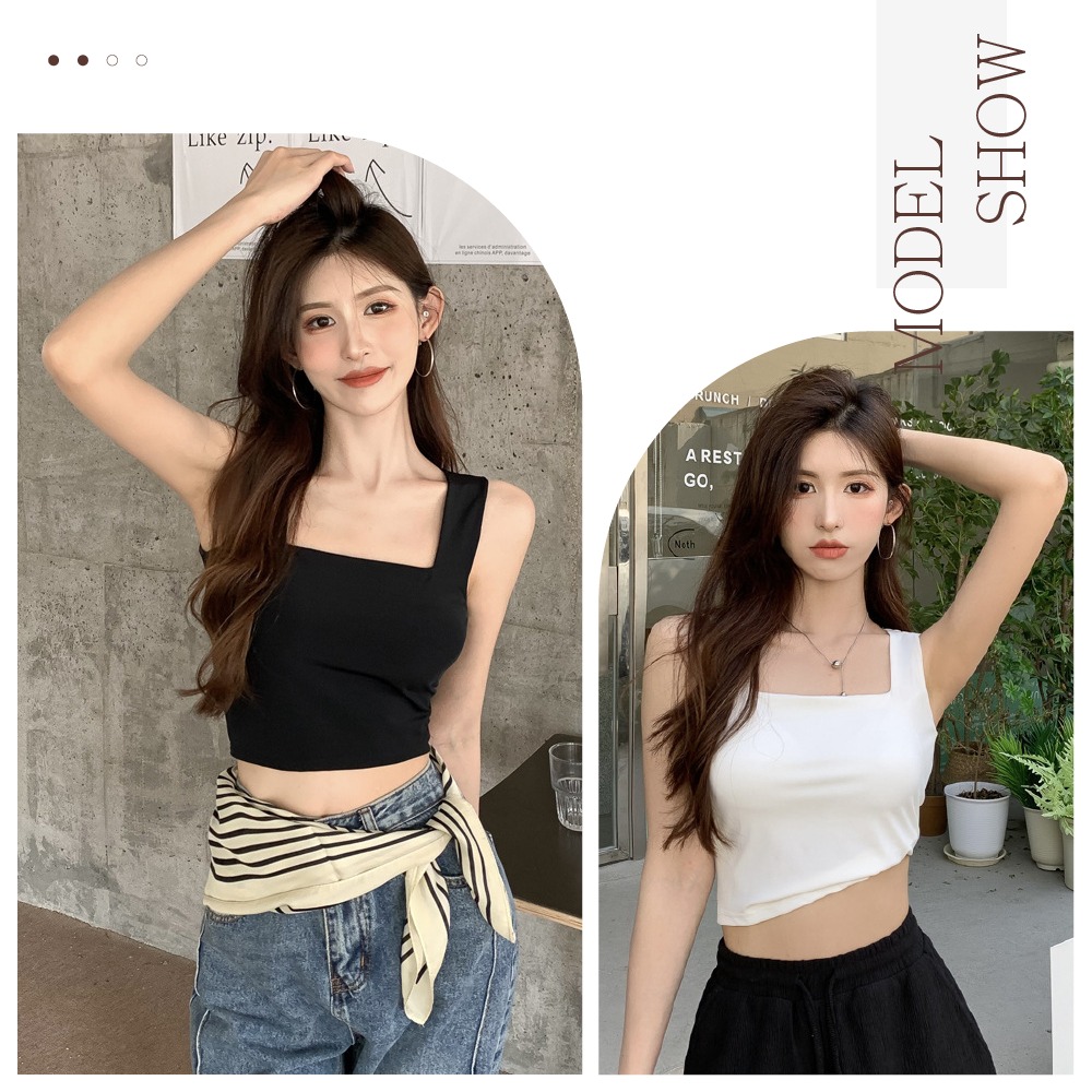【台中現貨】平口小可愛 冰絲材質 寬版方領 吊帶背心 顯瘦舒適 胸罩上衣 內搭上衣 背心 時尚必備款 修飾副乳 顯瘦效果-細節圖6