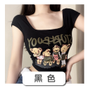 【台中現貨】 短袖上衣 胸墊 上衣 小可愛背心 美背背心 短版上衣 小飛袖上衣 小熊圖案 內搭上衣 背心-規格圖9