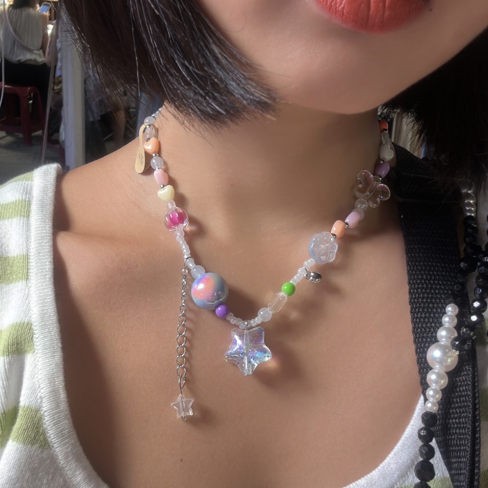 夏季配色 彩色星星透亮項鍊-細節圖2