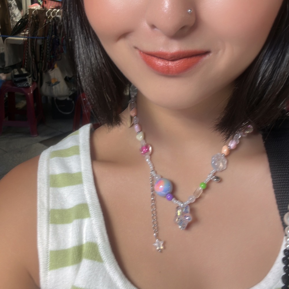 夏季配色 彩色星星透亮項鍊-細節圖3