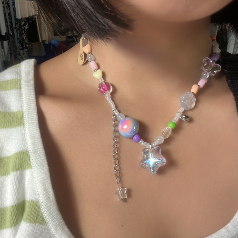 夏季配色 彩色星星透亮項鍊-細節圖4