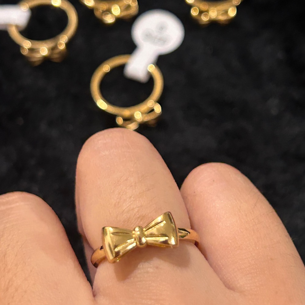 超可愛 蝴蝶結 18K金戒指-細節圖2