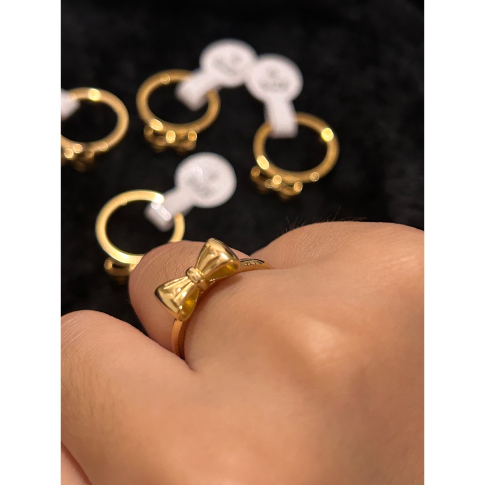 超可愛 蝴蝶結 18K金戒指-細節圖3