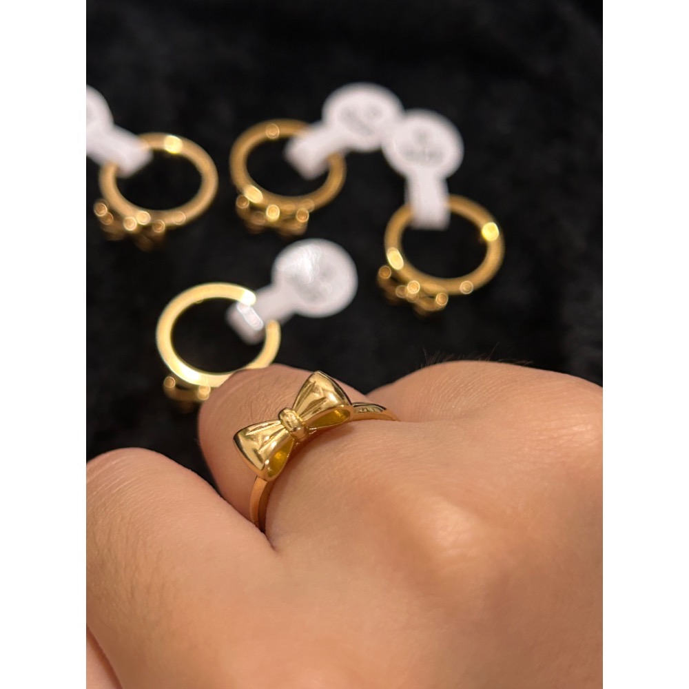 超可愛 蝴蝶結 18K金戒指-細節圖4